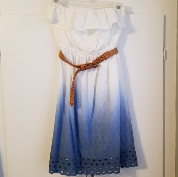 Maurices Ombre Strapless Dress With Brown Belt - Picture 1 of 8